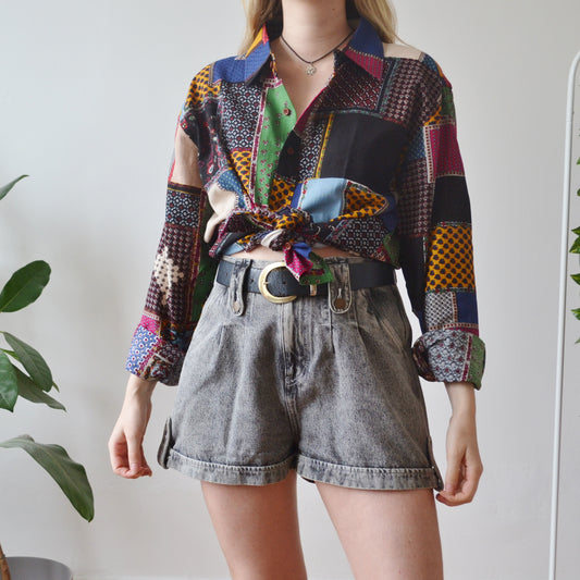 Vintage Patchwork Shirt L