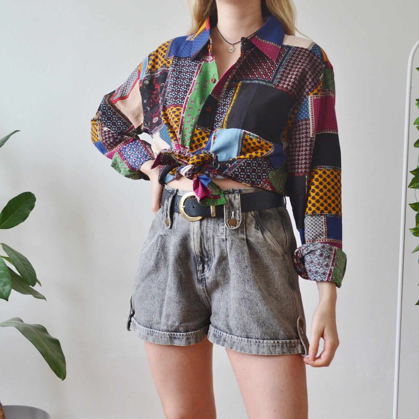 Vintage Patchwork Shirt L