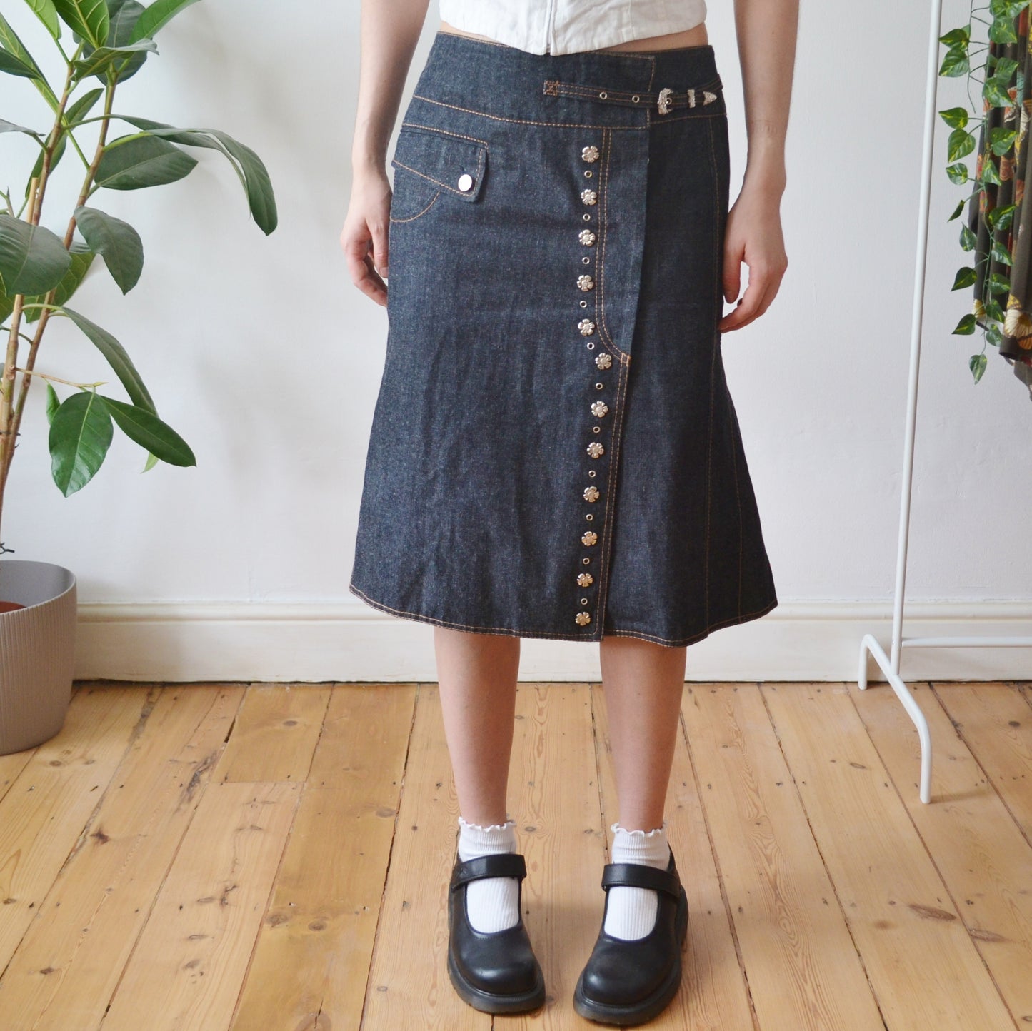 Vintage Denim Midi Skirt
