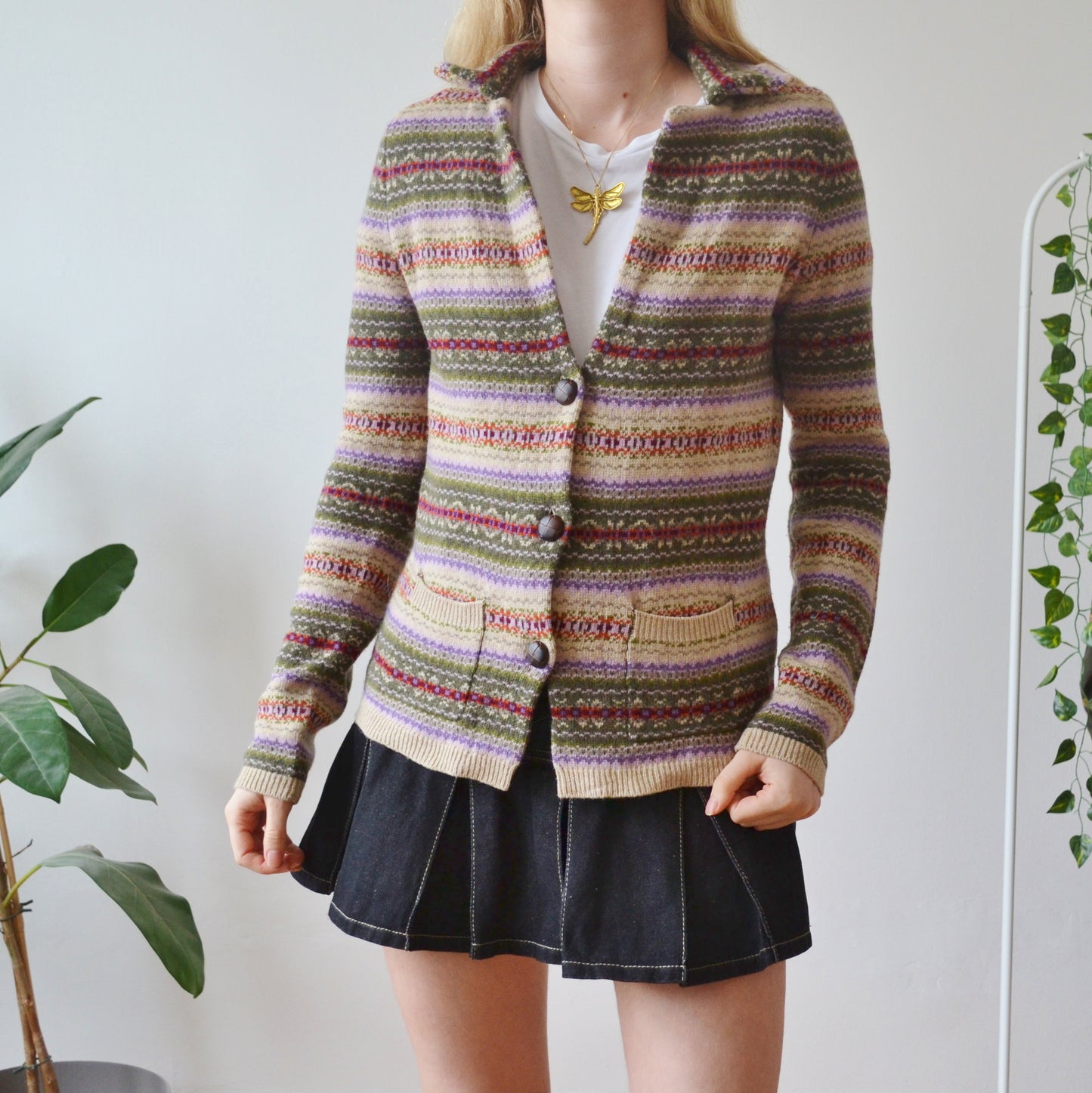Vintage Collar Cardigan L