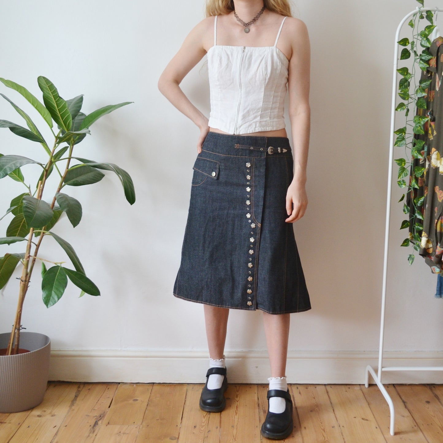 Vintage Denim Midi Skirt