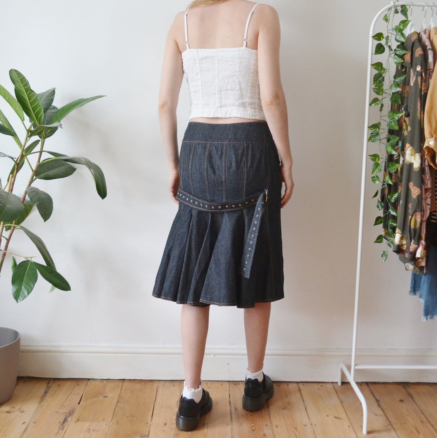 Vintage Denim Midi Skirt