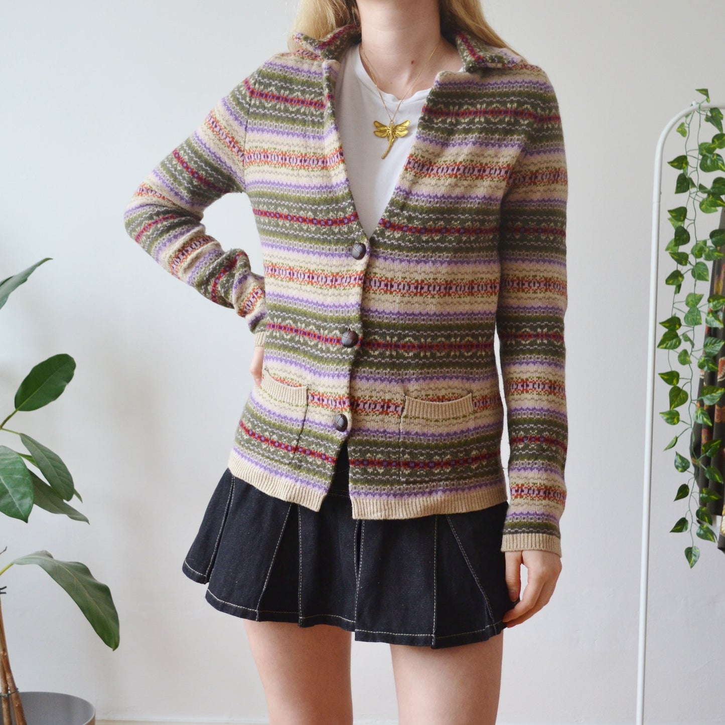 Vintage Collar Cardigan L