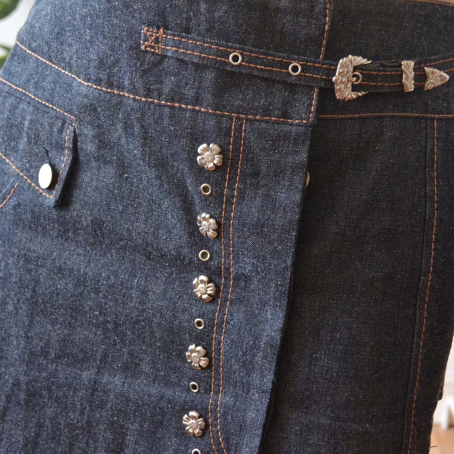 Vintage Denim Midi Skirt