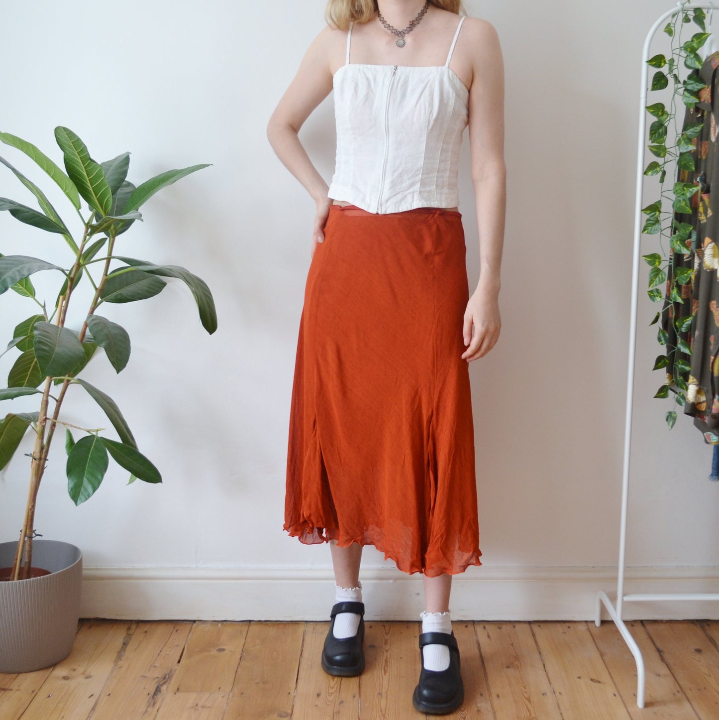 Rust Midi Skirt L