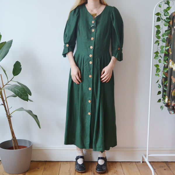 Vintage Green Folk Dress 16