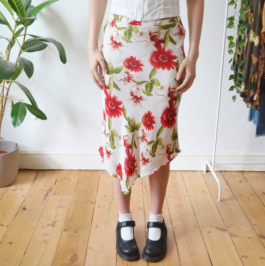Vintage Floral Midi Skirt M