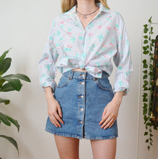 Floral stripe shirt M