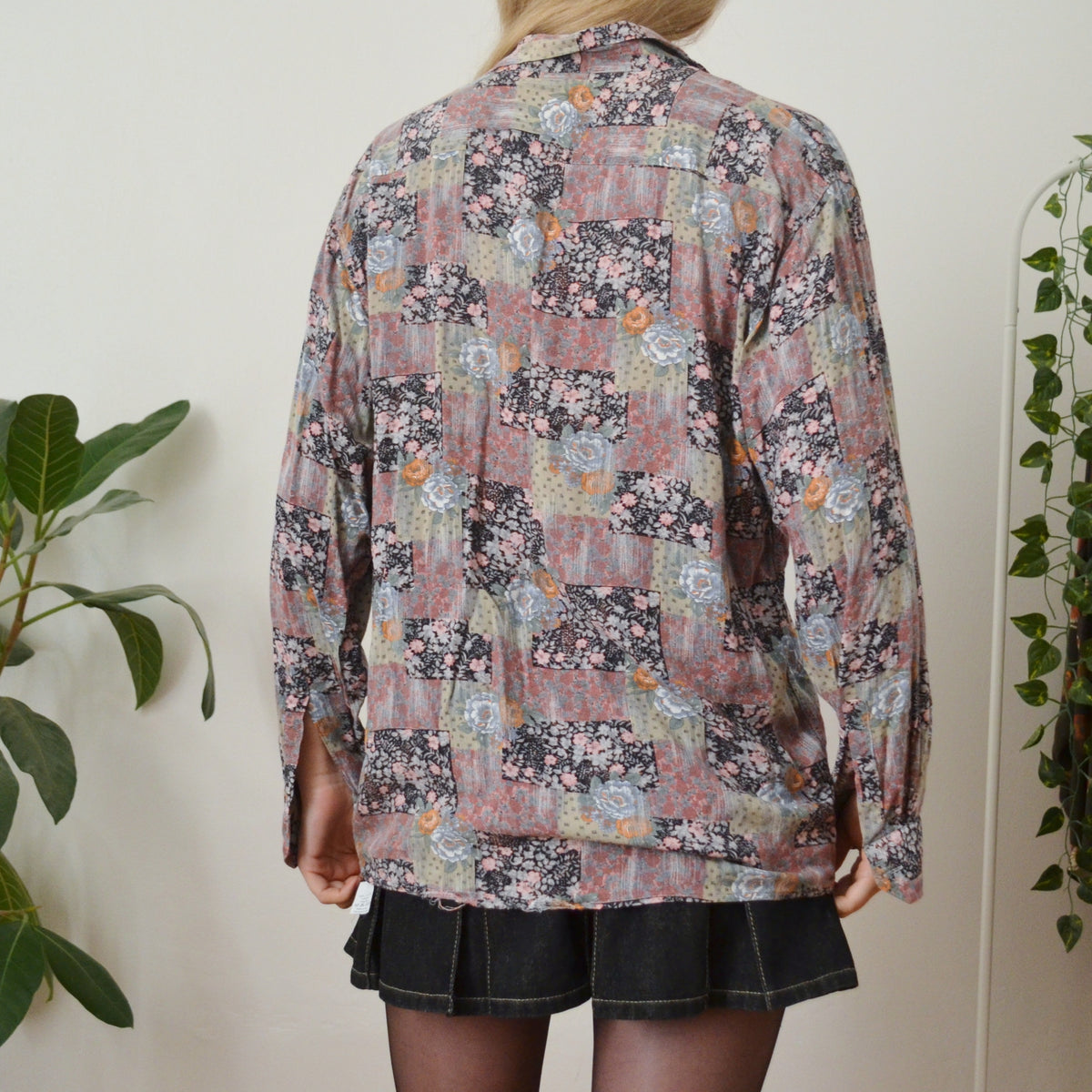 Vintage Floral Patchwork Shirt M