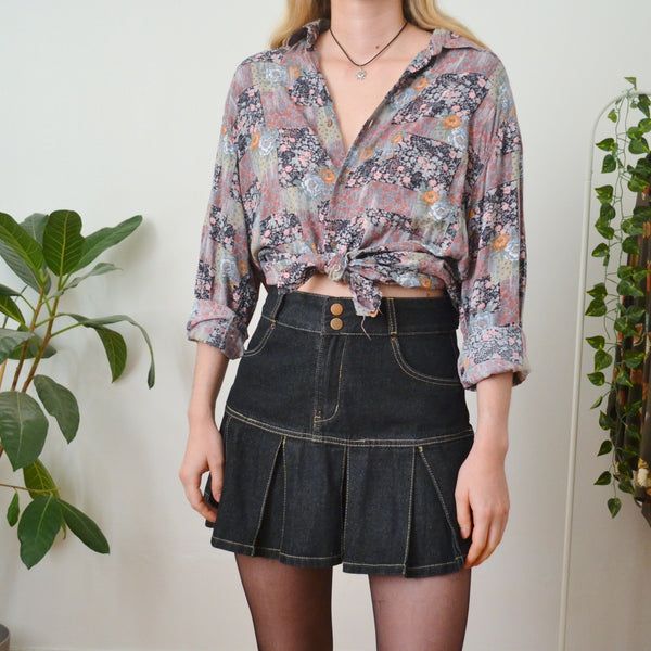 Vintage Floral Patchwork Shirt M