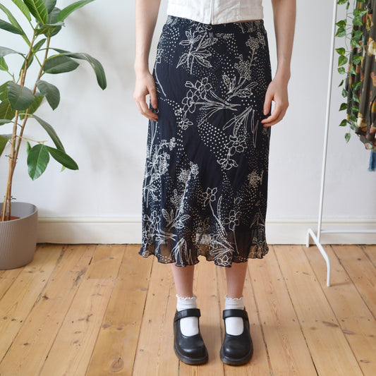 Vintage Black Midi Skirt M