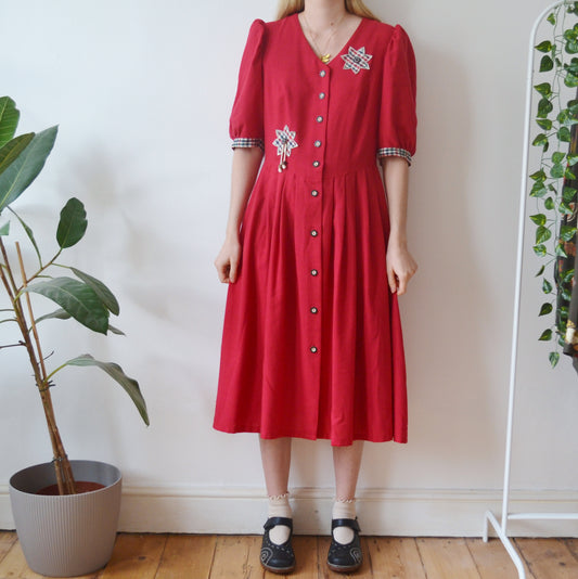 Vintage Red Cottagecore Dress 14