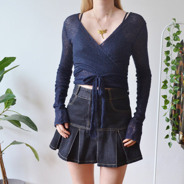 Vintage Navy Tie Up Cardi S