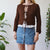Brown tie up cardi S