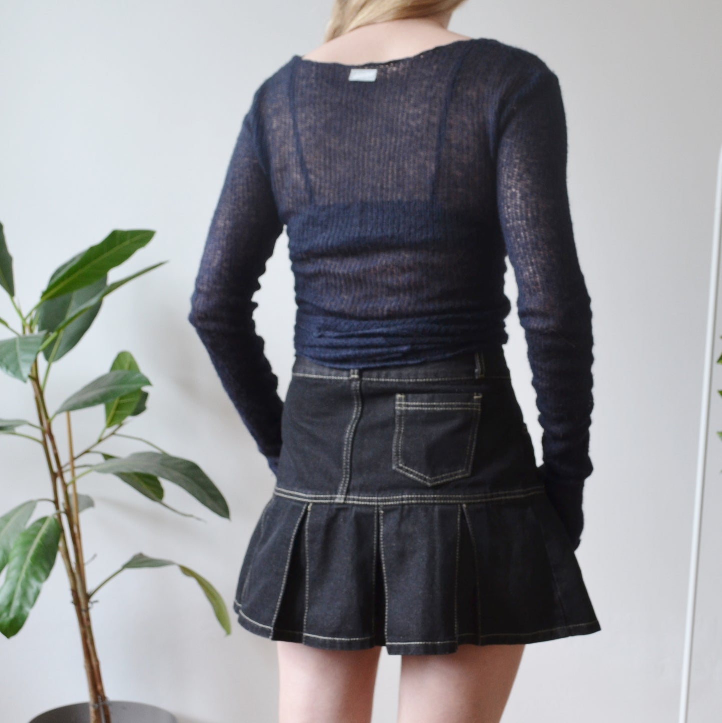 Vintage Navy Tie Up Cardi S