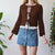 Brown tie up cardi S
