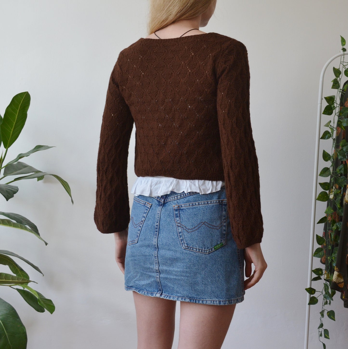 Brown tie up cardi S