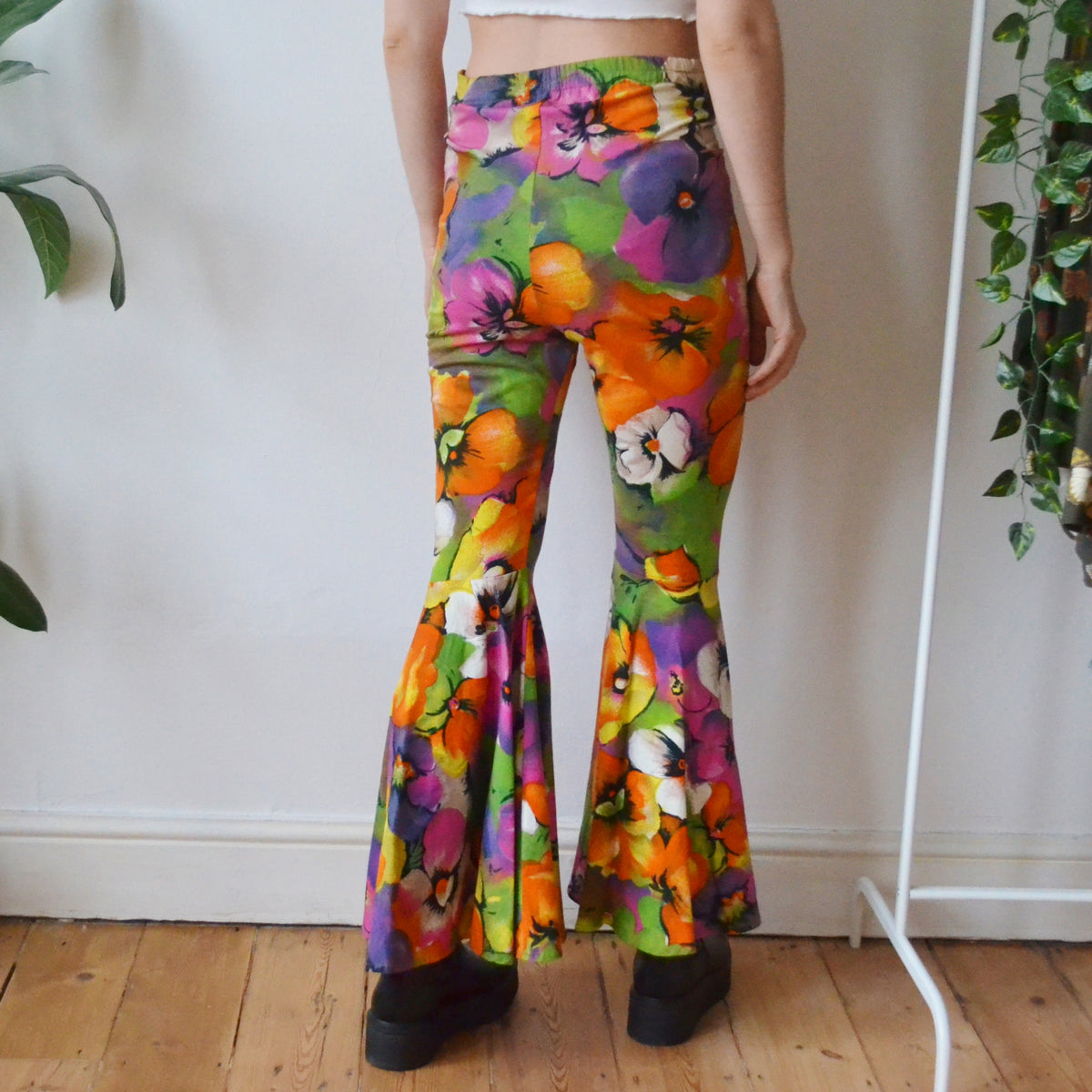 Vintage Floral Flare Trousers M