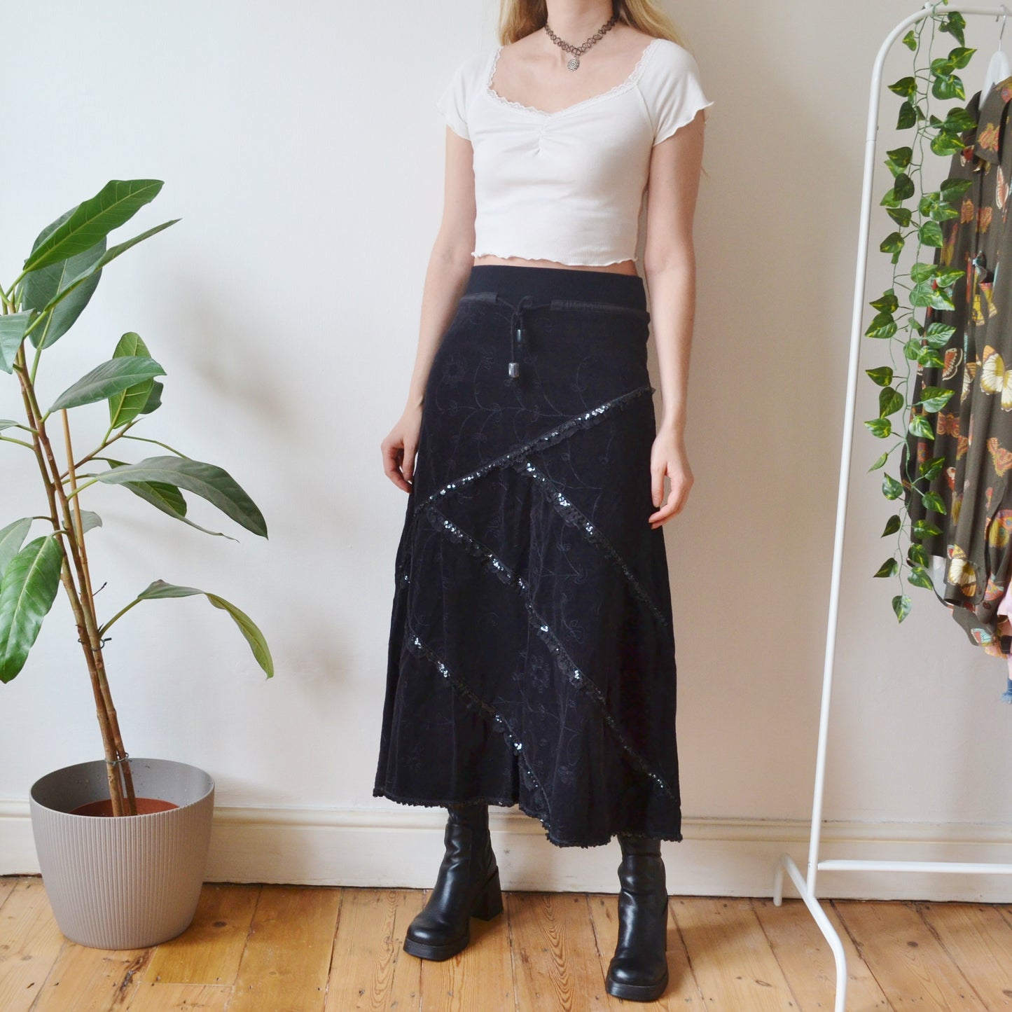 Vintage Black Maxi Skirt S