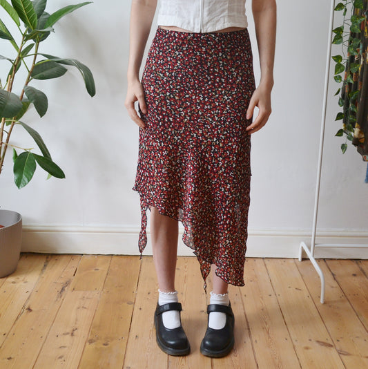 Vintage Floral Midi Skirt