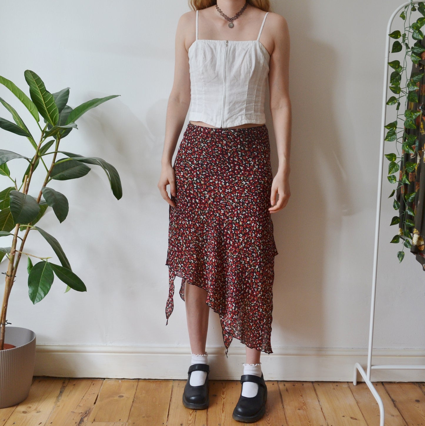 Vintage Floral Midi Skirt