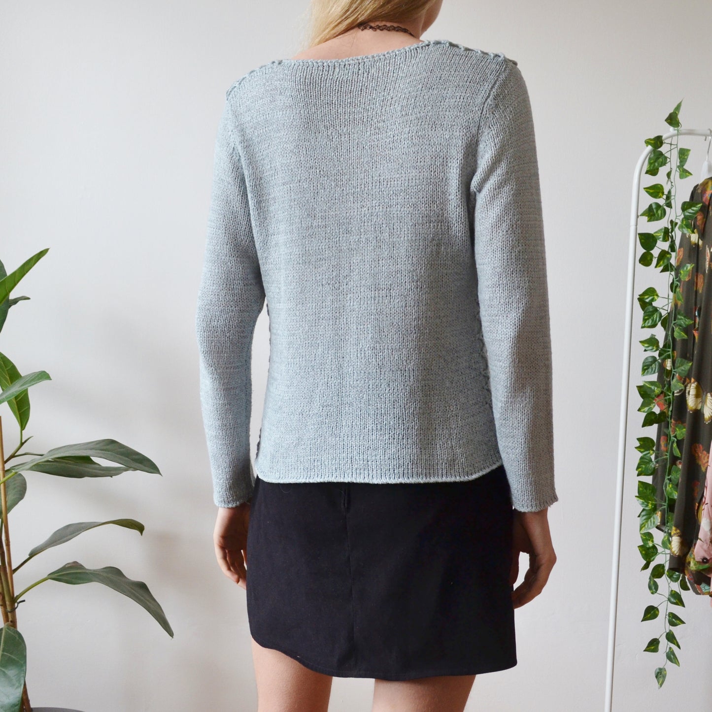 Blue zip up cardigan M
