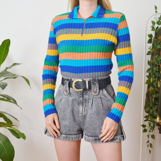 Stripe zip up jumper S