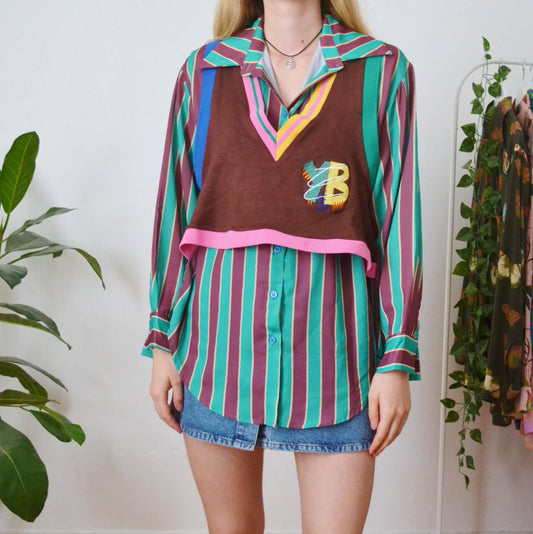 80s Layered blouse M