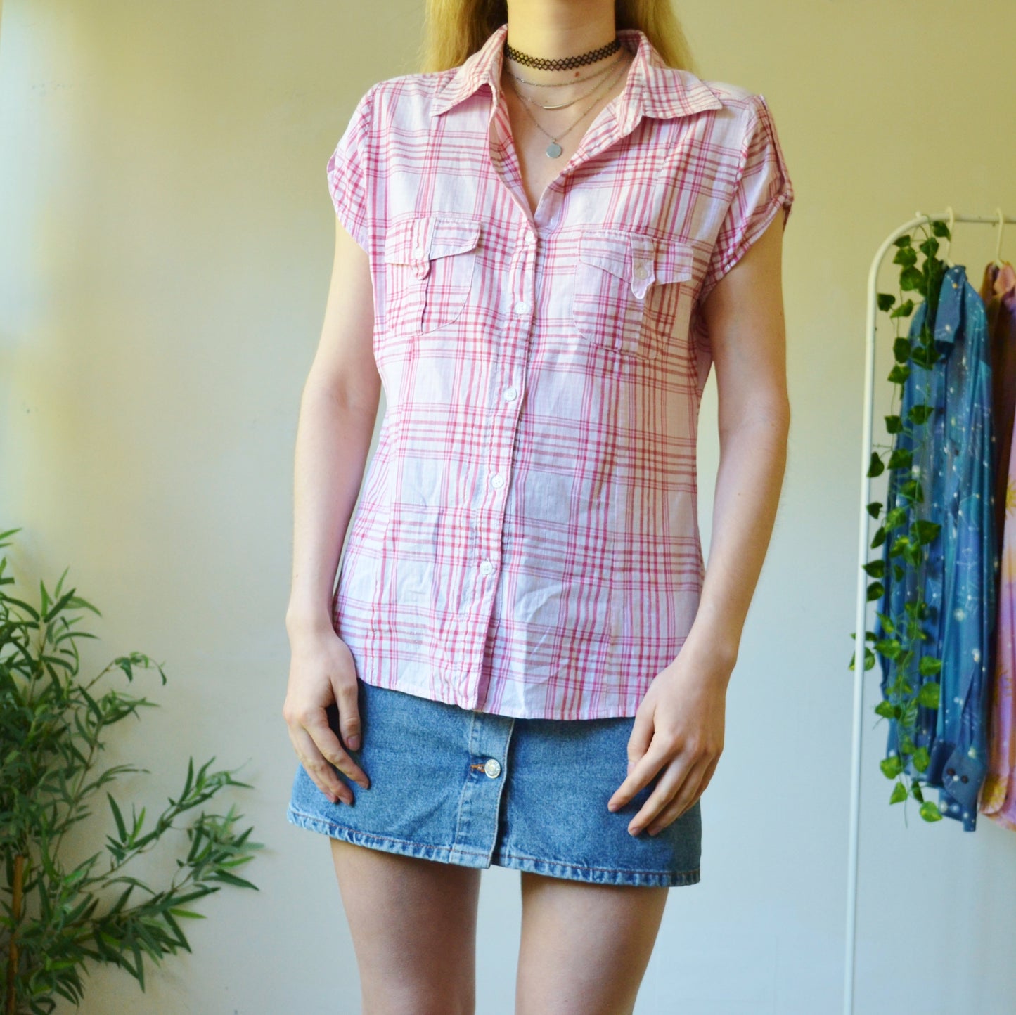 Plaid blouse uk 16