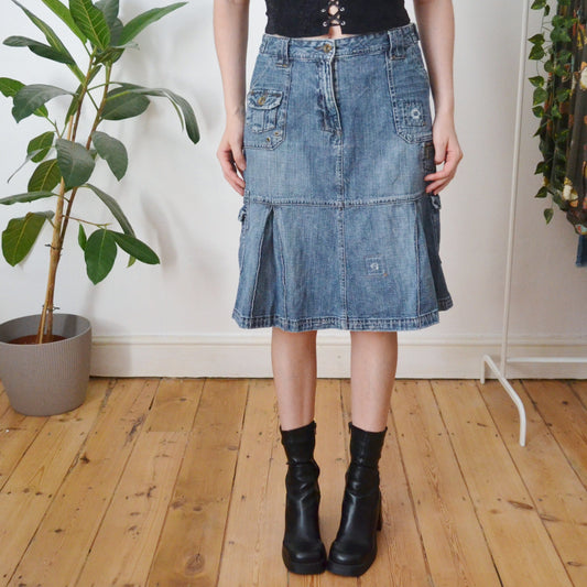 Vintage Denim Midi Skirt M