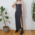 Vintage Grey Maxi Slit Dress XS