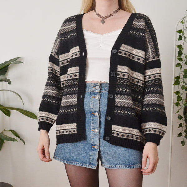 Vintage Monochrome Cardigan L