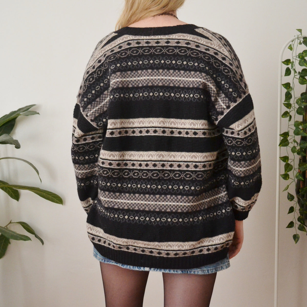 Vintage Monochrome Cardigan L