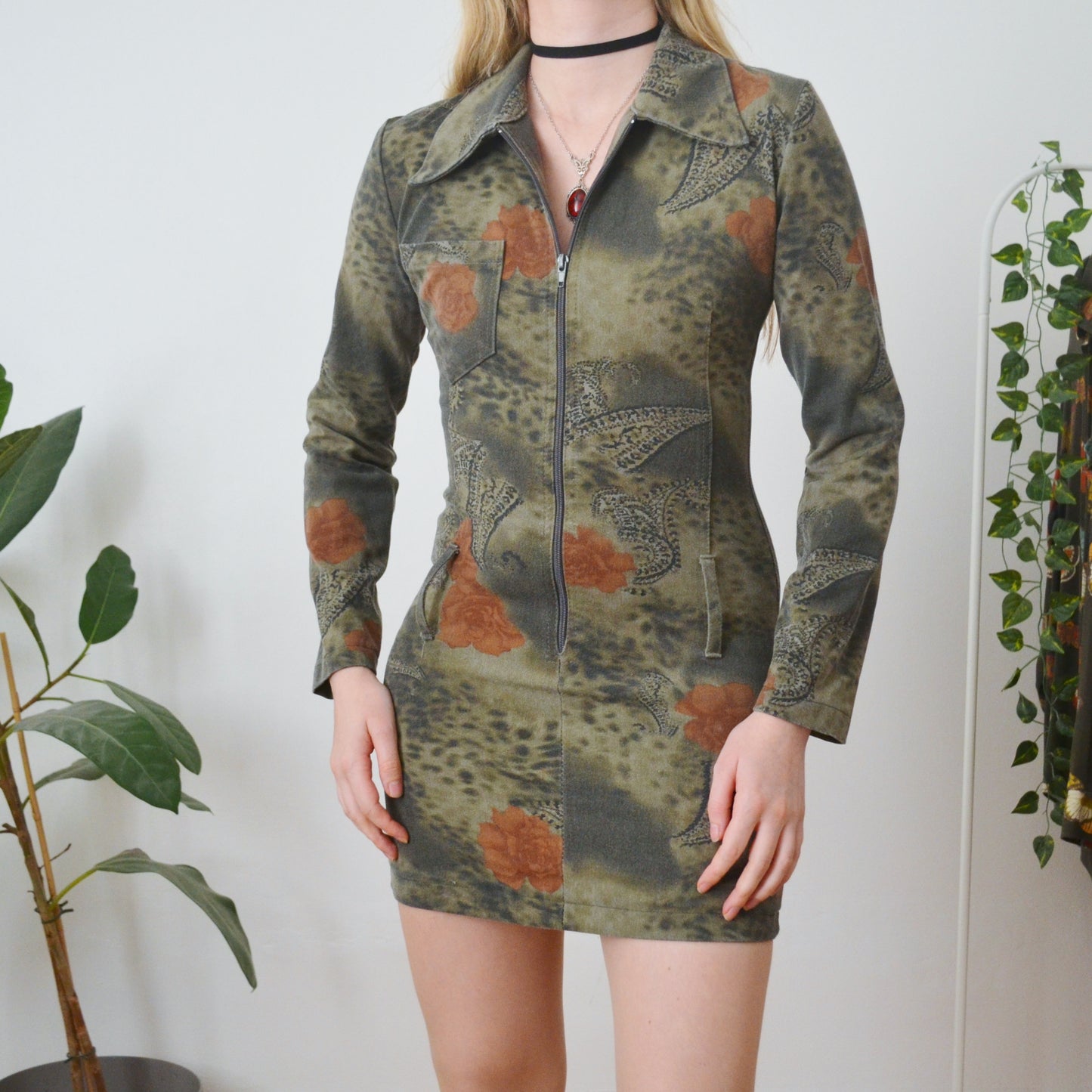 Vintage Zip Up Dress XS