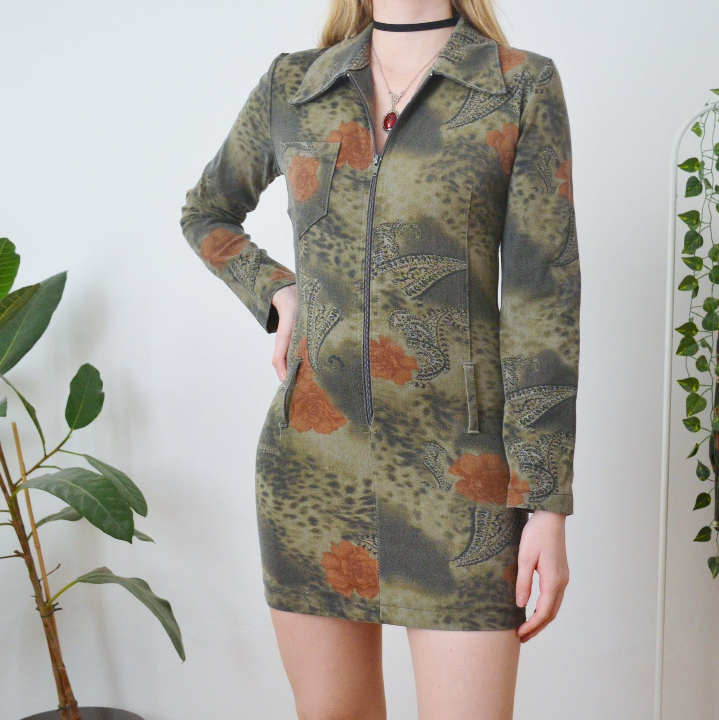 Vintage Zip Up Dress XS