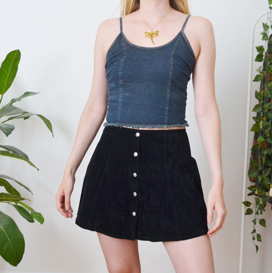 Black velvet skirt S