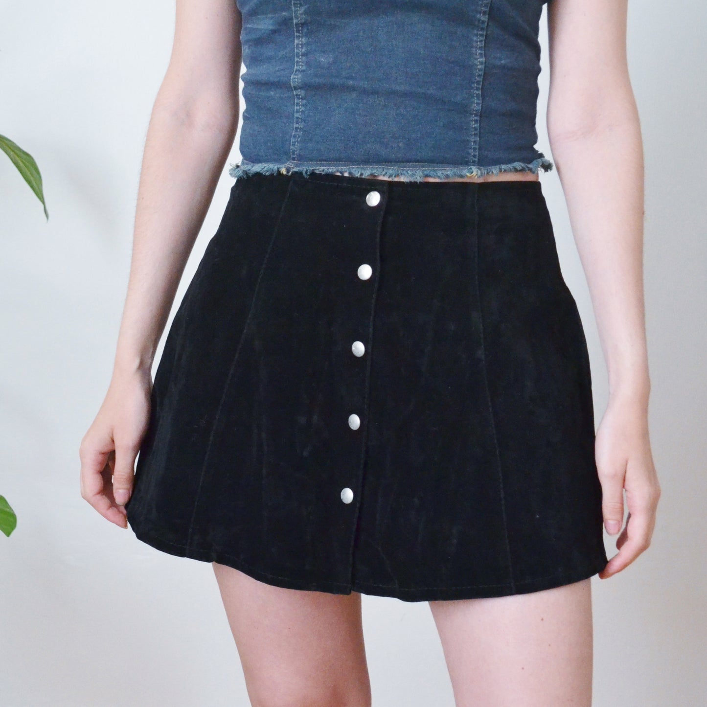Black velvet skirt S