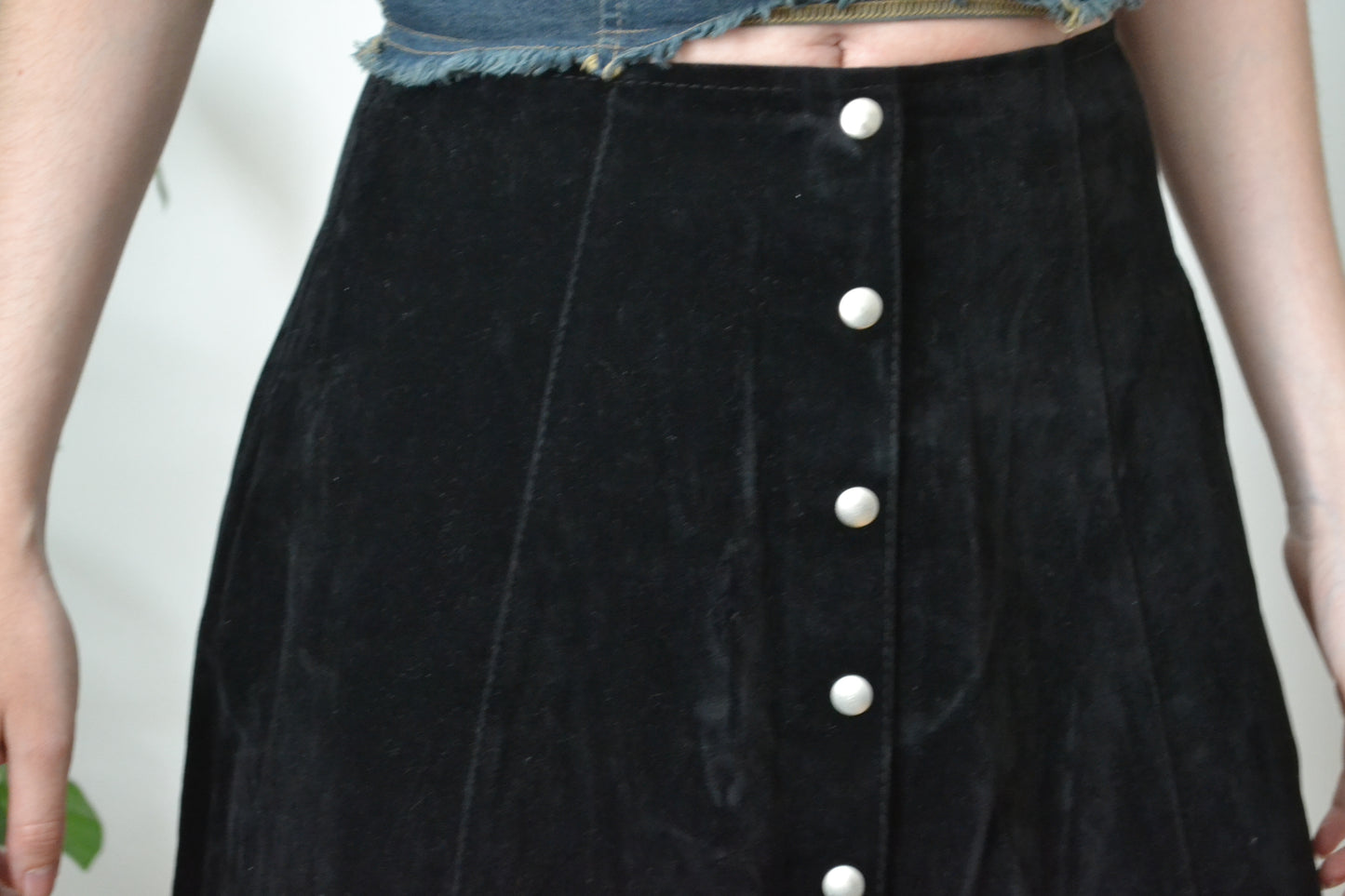 Black velvet skirt S