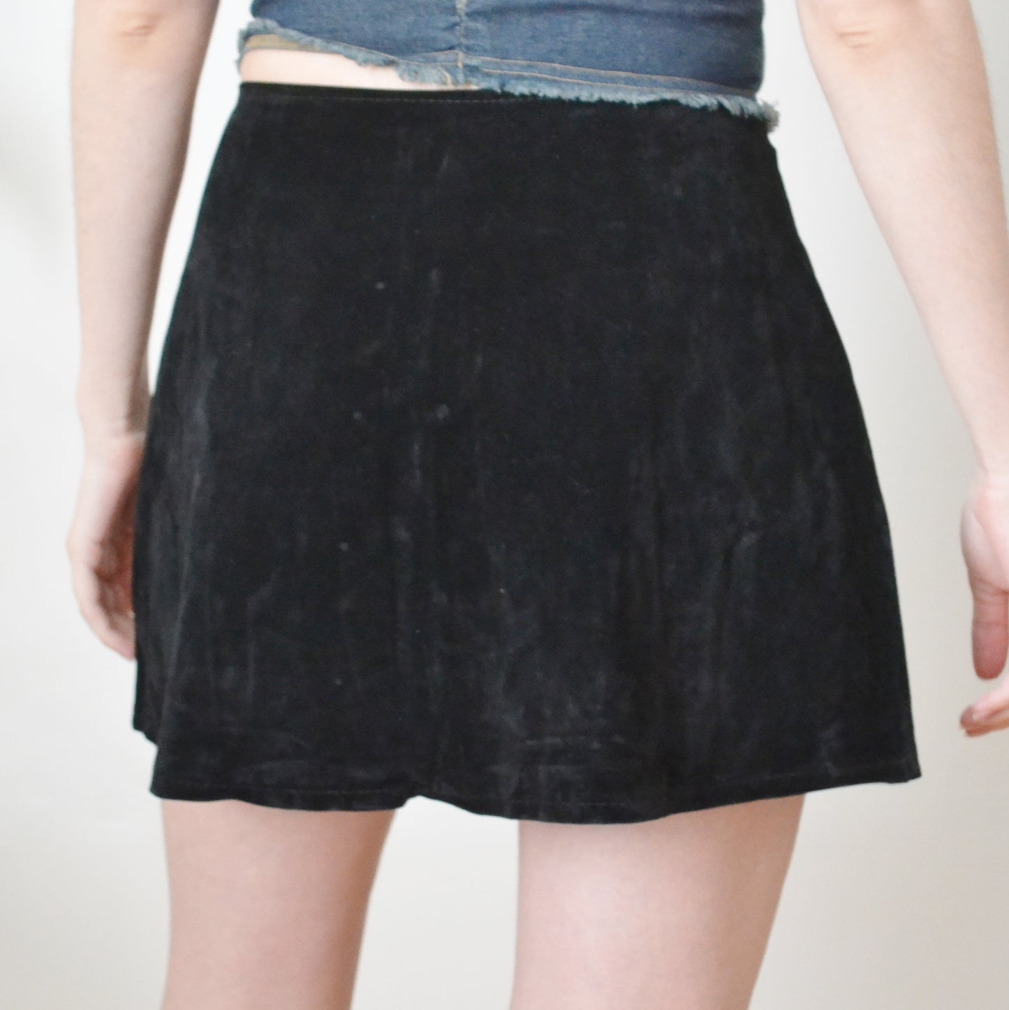 Black velvet skirt S