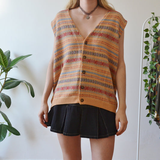 Vintage Pastel Sweater Vest L