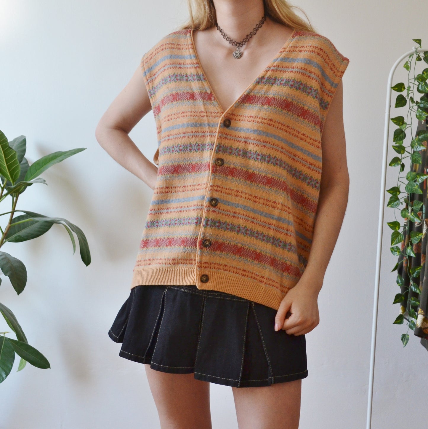 Vintage Pastel Sweater Vest L