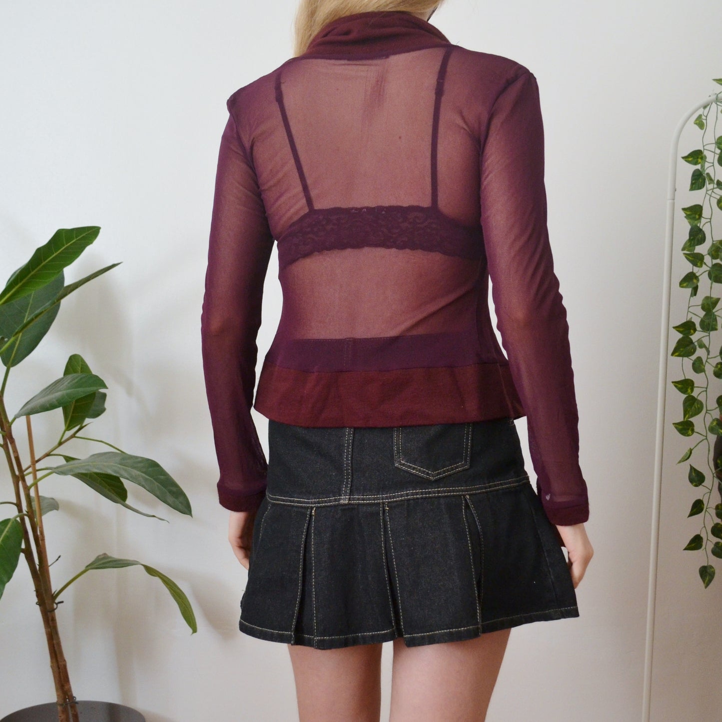 Vintage Plum Mesh Cardigan S