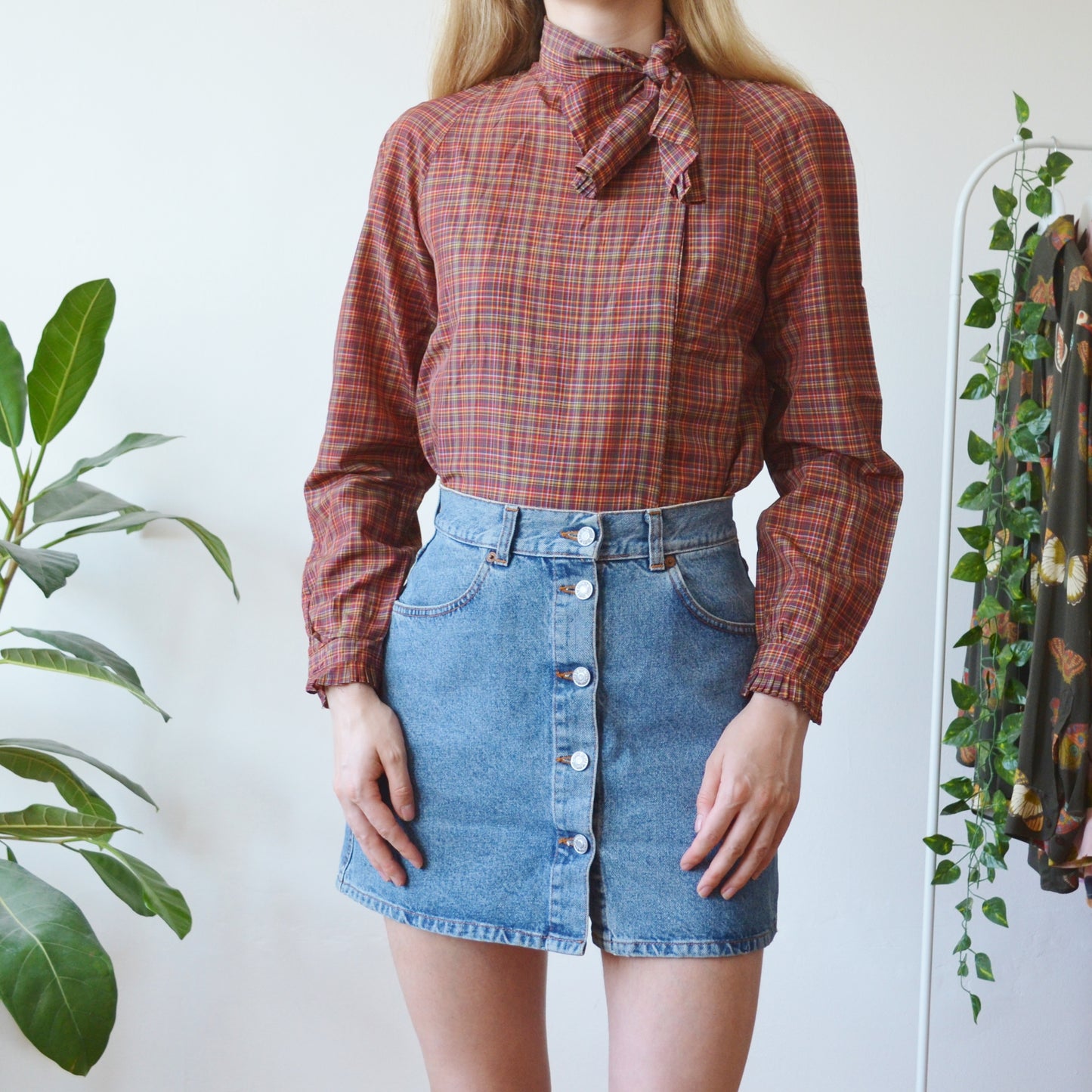 Plaid blouse S