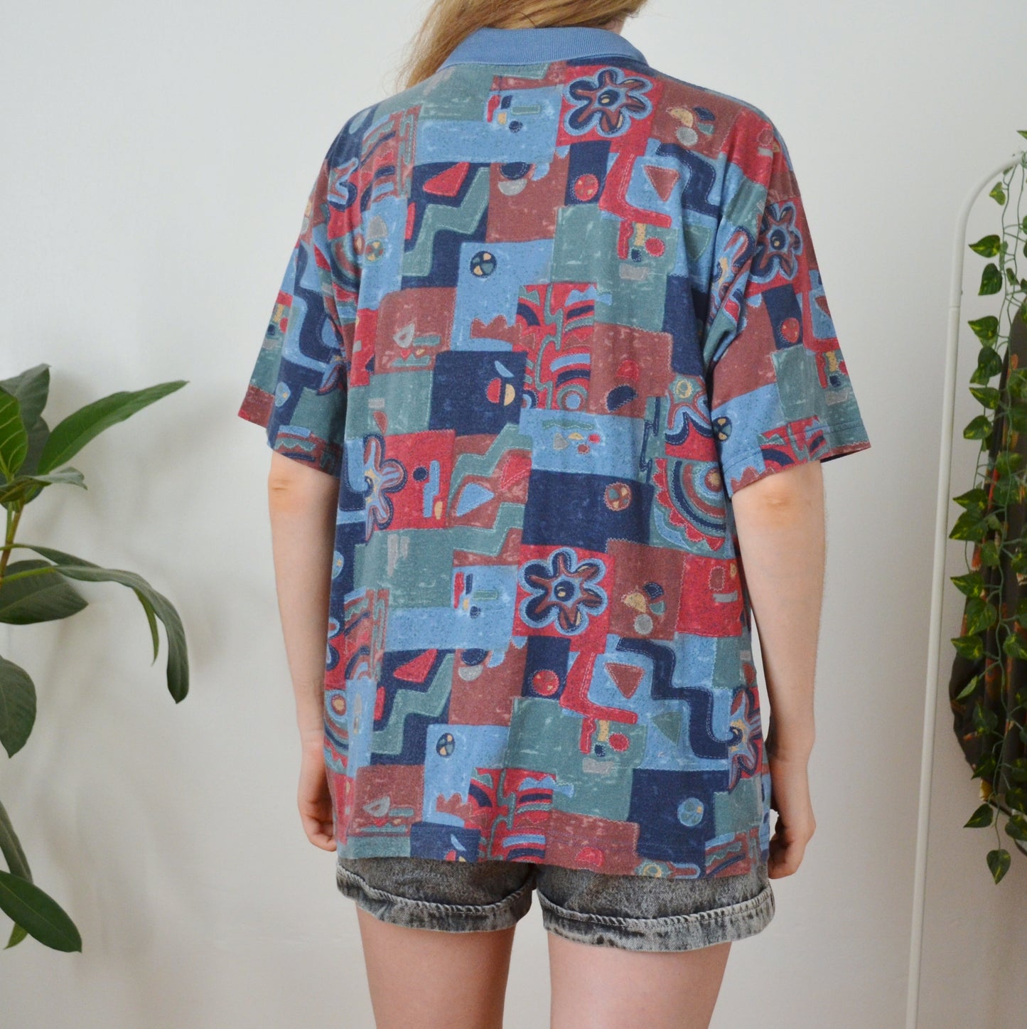 Vintage Patchwork Polo Top L