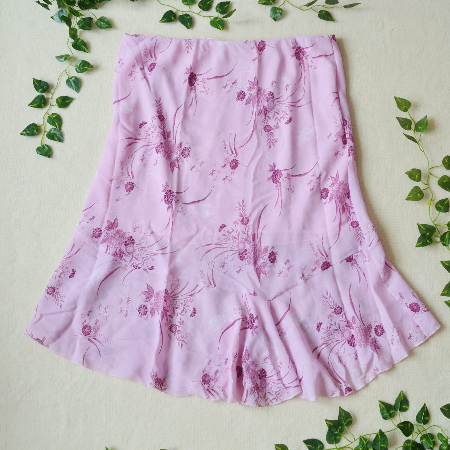 Pink floral skirt uk 24