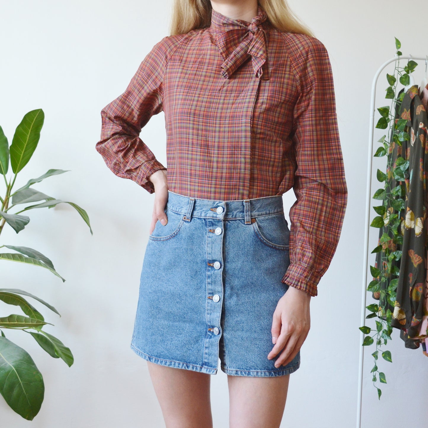 Plaid blouse S