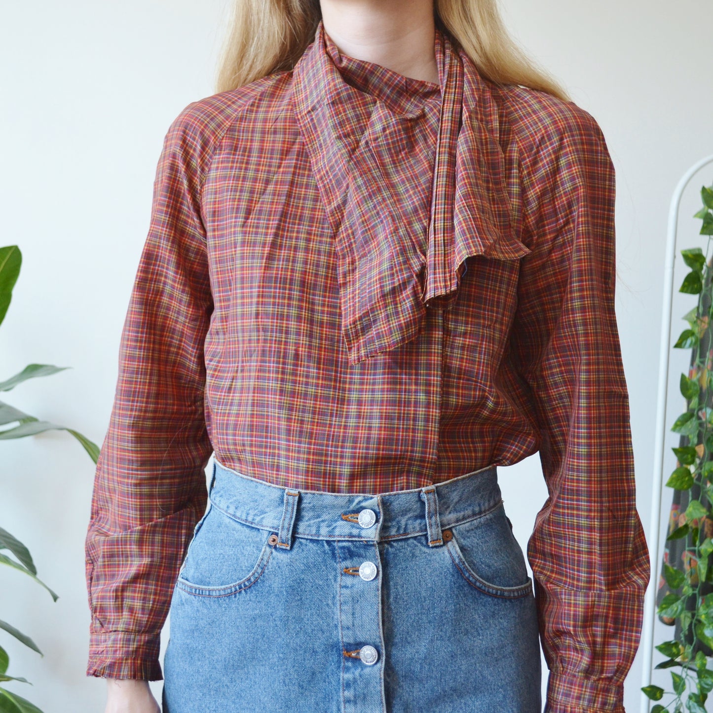 Plaid blouse S