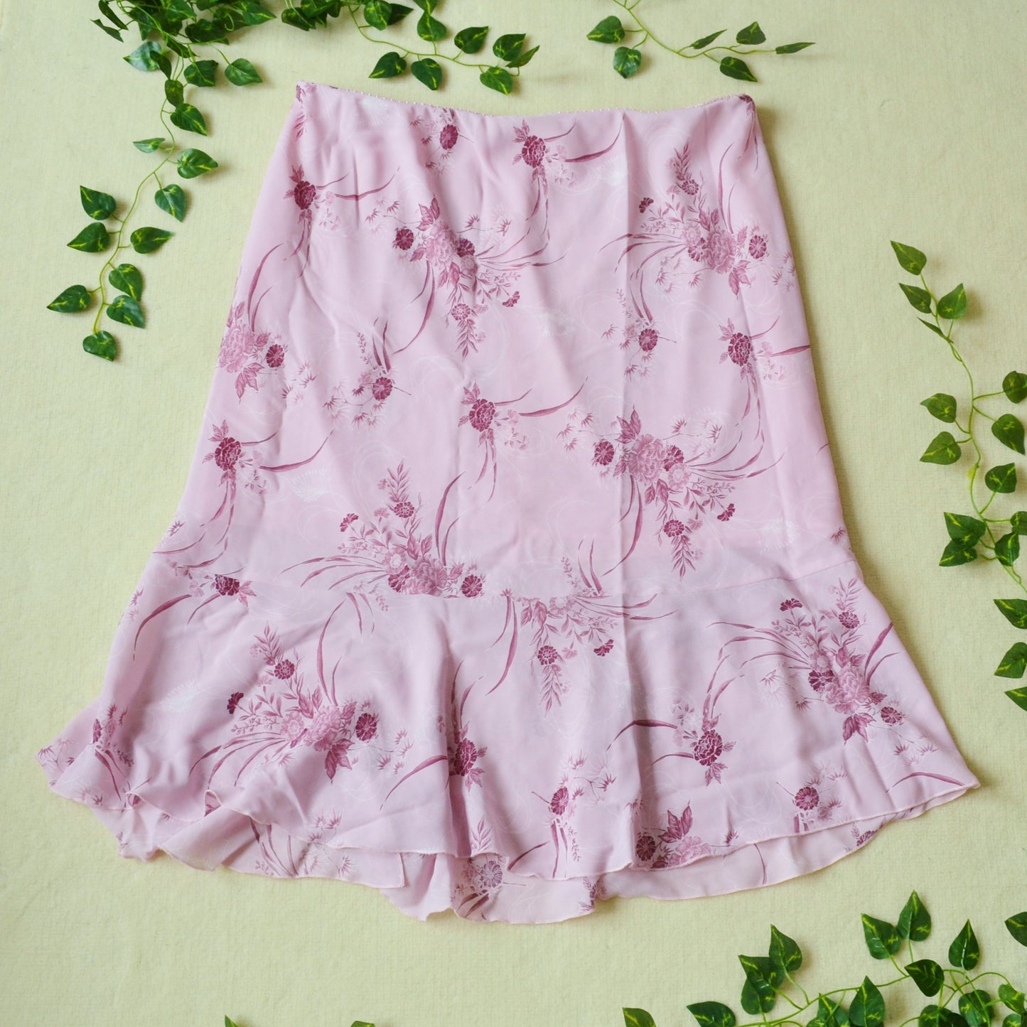 Pink floral skirt uk 24