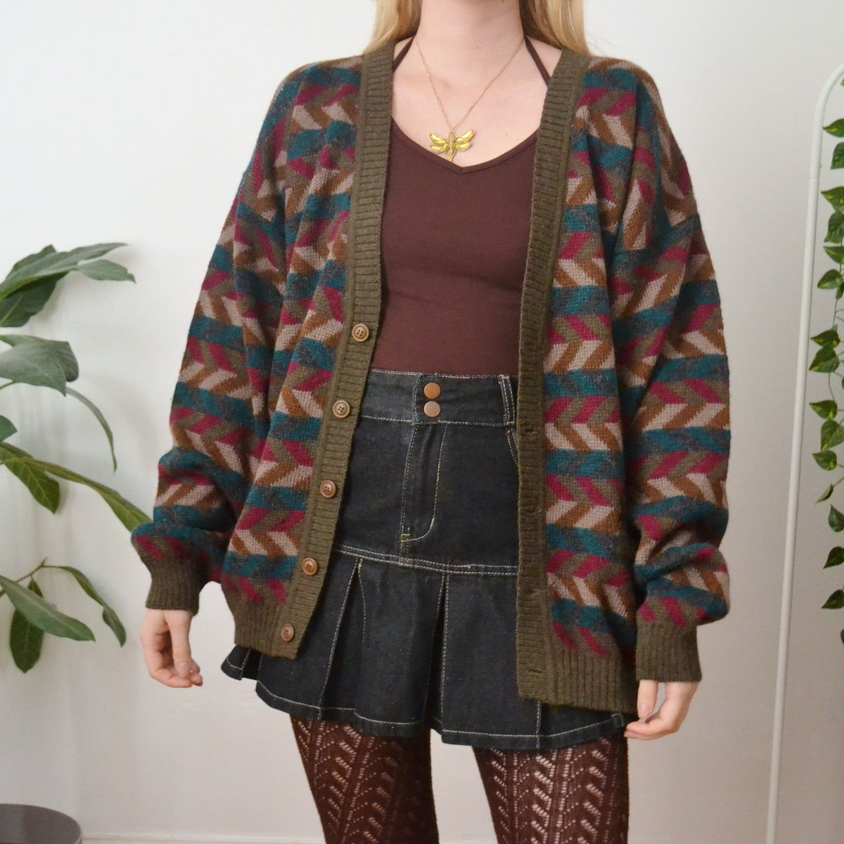 Vintage Geometric Cardigan L