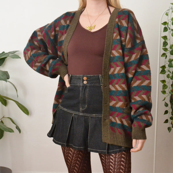 Vintage Geometric Cardigan L